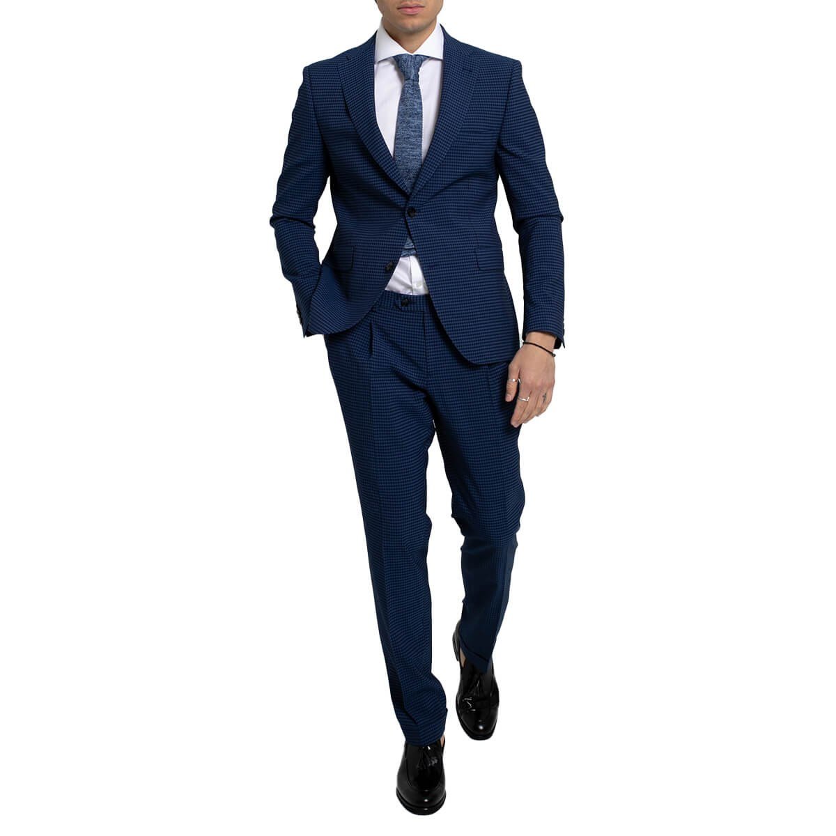 Ανδρικό-Μπλε-Checked-Two-Piece-SuitBlue-SARTORIA-MONK