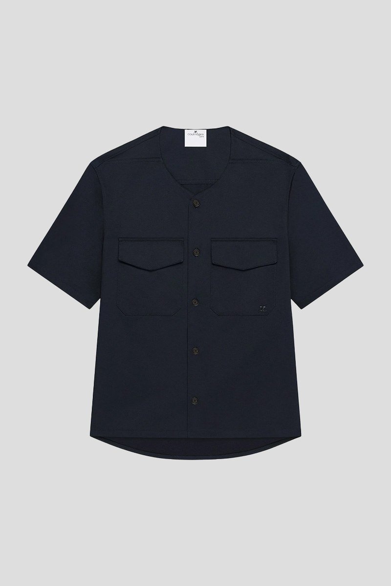 Ανδρικό-Μπλε-Collarless-Shirt-COURREGES