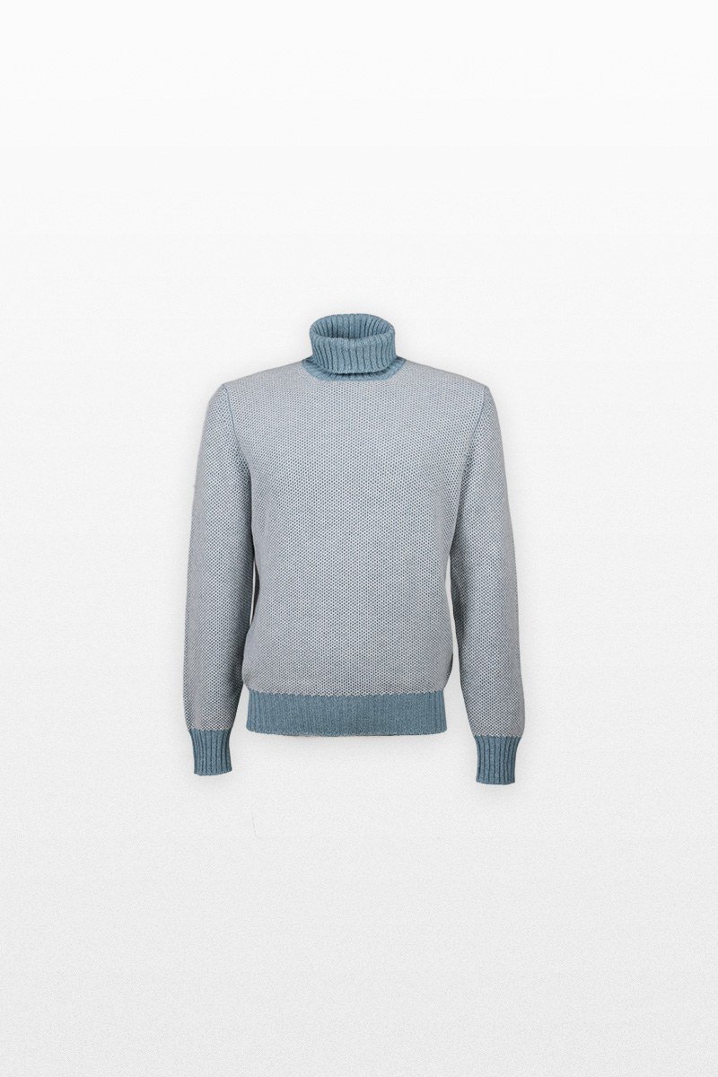 Ανδρικό-Μπλε-Hign-Neck-Sweater-GRAN-SASSO