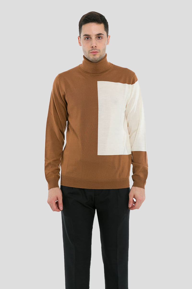 Ανδρικό-Μπλε-Knit-Tee-In-Caramel-Brown-39MASQ