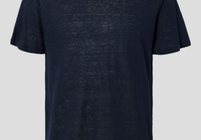 Ανδρικό-Μπλε-Linen-T-shirt-SELECTED-HOMME