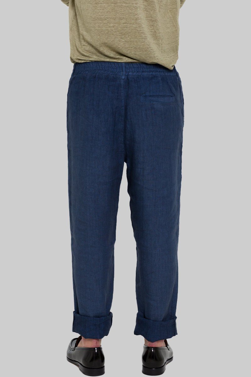 Ανδρικό Μπλε Linen Trousers in 120% LINO