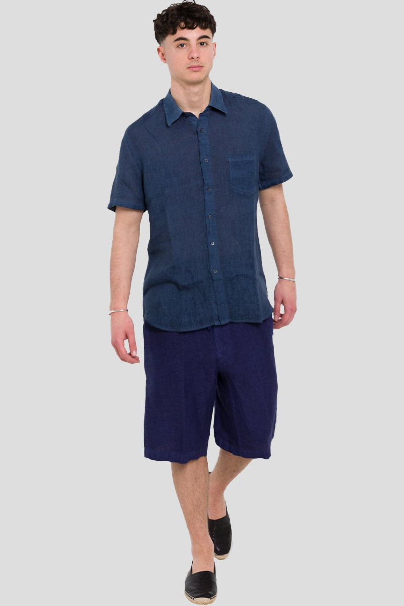 Ανδρικό Μπλε Lino Shirt Natural 120% LINO