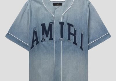 Ανδρικό-Μπλε-Logo-Appliqued-Distressed-Denim-Shirt-AMIRI