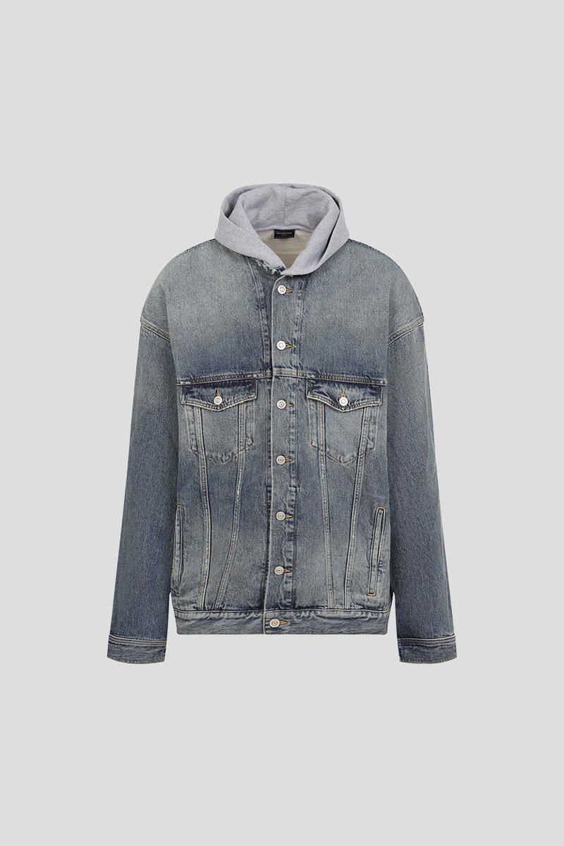 Ανδρικό-Μπλε-Logo-Printed-Hooded-Jacket-BALENCIAGA