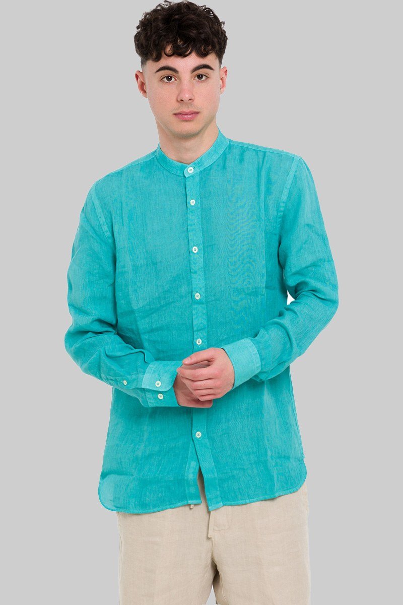 Ανδρικό Μπλε Long Sleeves Linen 120% LINO