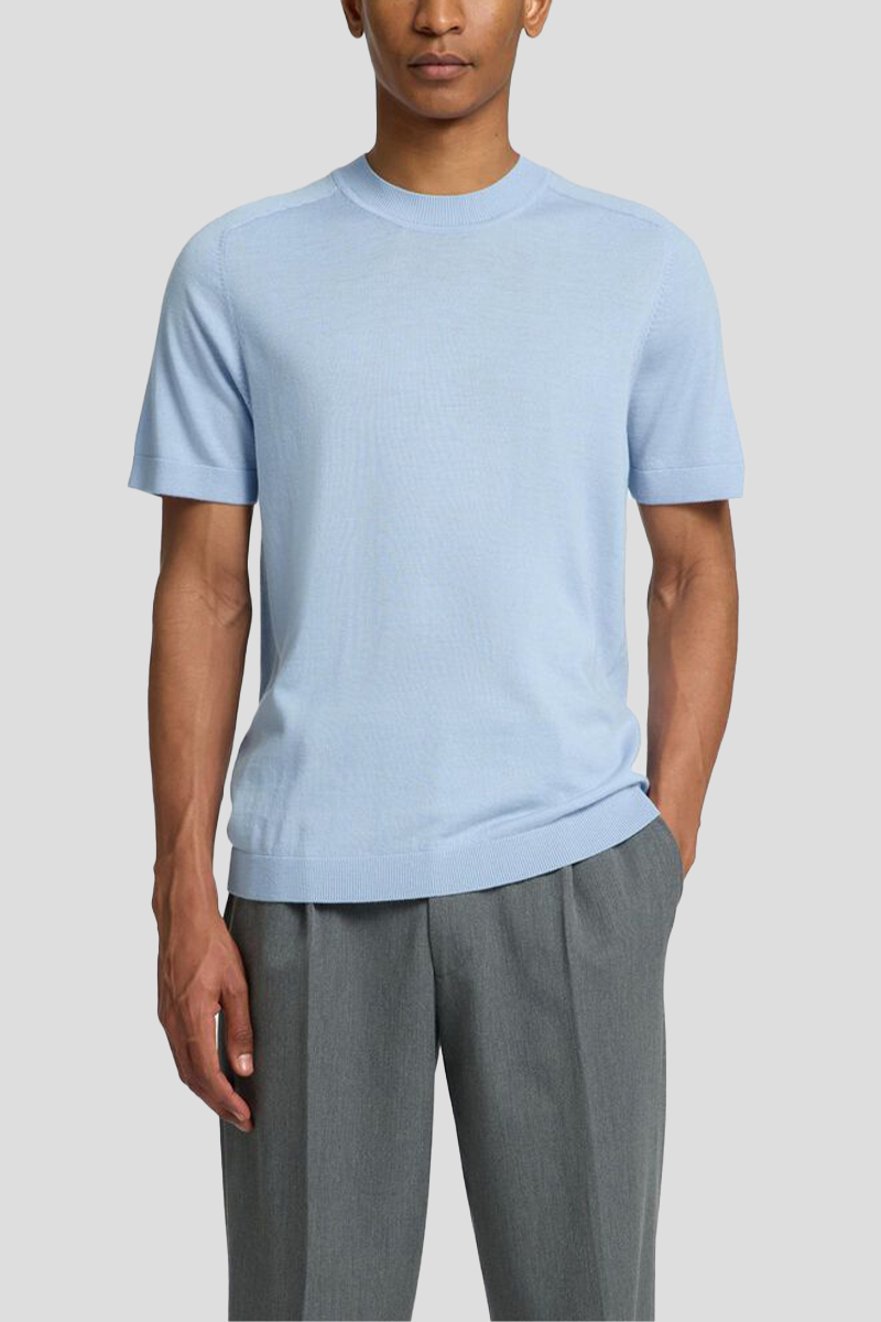 Ανδρικό-Μπλε-Merino-Wool-T-shirts-SELECTED-HOMME