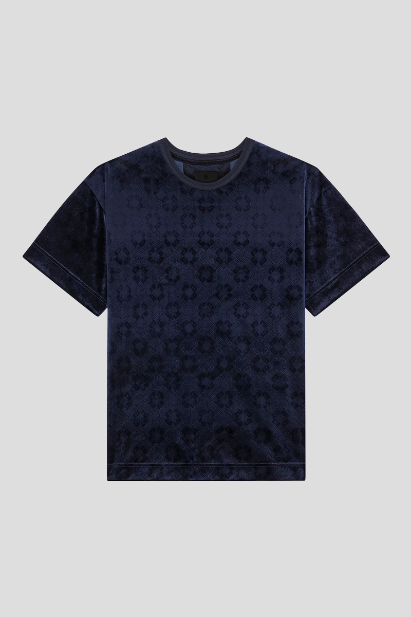 Ανδρικό-Μπλε-Monogram-72-Velvet-T-Shirt-GIVENCHY
