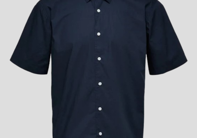 Ανδρικό-Μπλε-Navy-Short-Sleeved-Shirt-SELECTED-HOMME