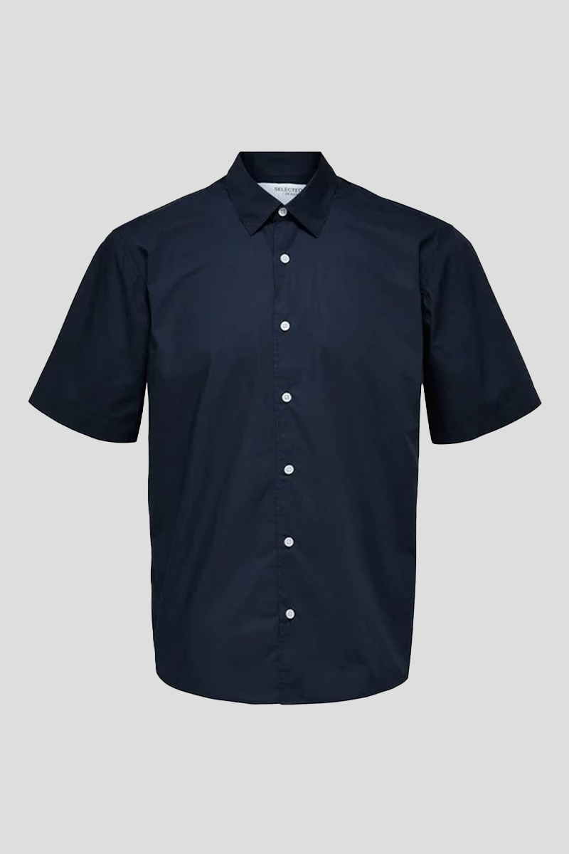 Ανδρικό-Μπλε-Navy-Short-Sleeved-Shirt-SELECTED-HOMME