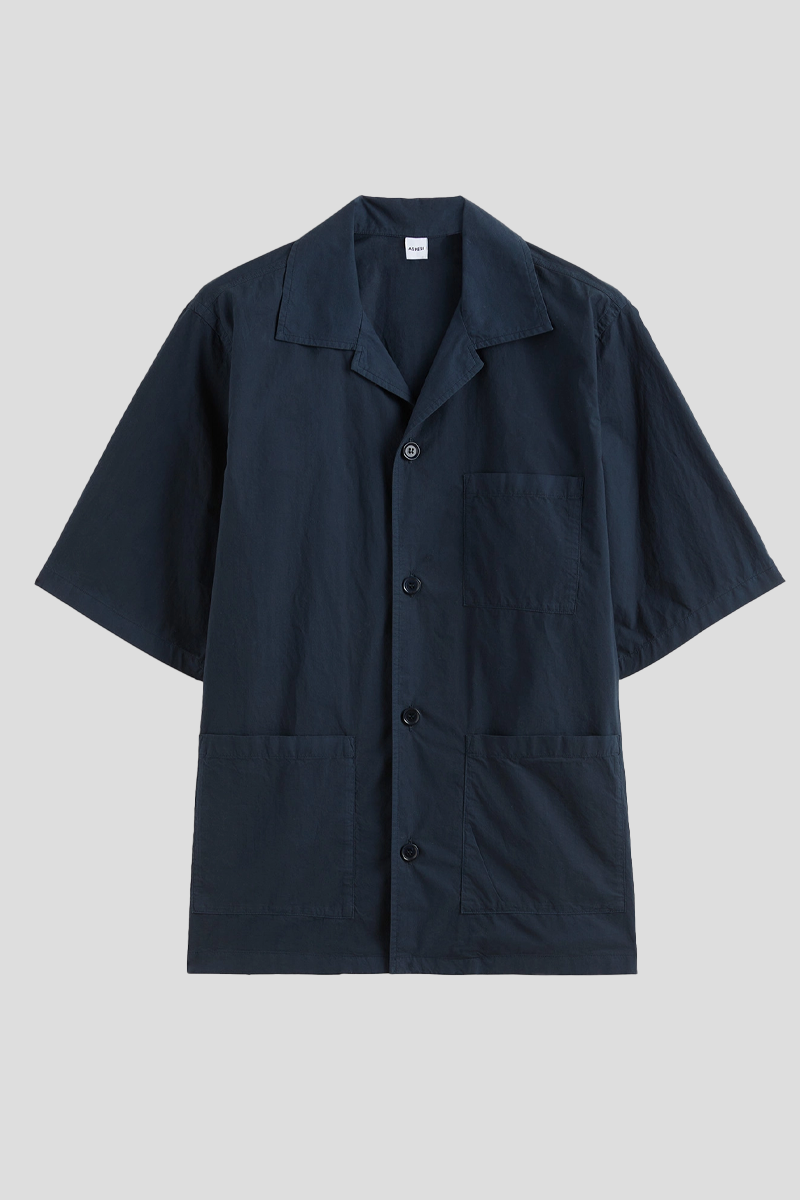 Ανδρικό-Μπλε-Poplin-Short-Sleeved-Shirt-In-Navy-ASPESI