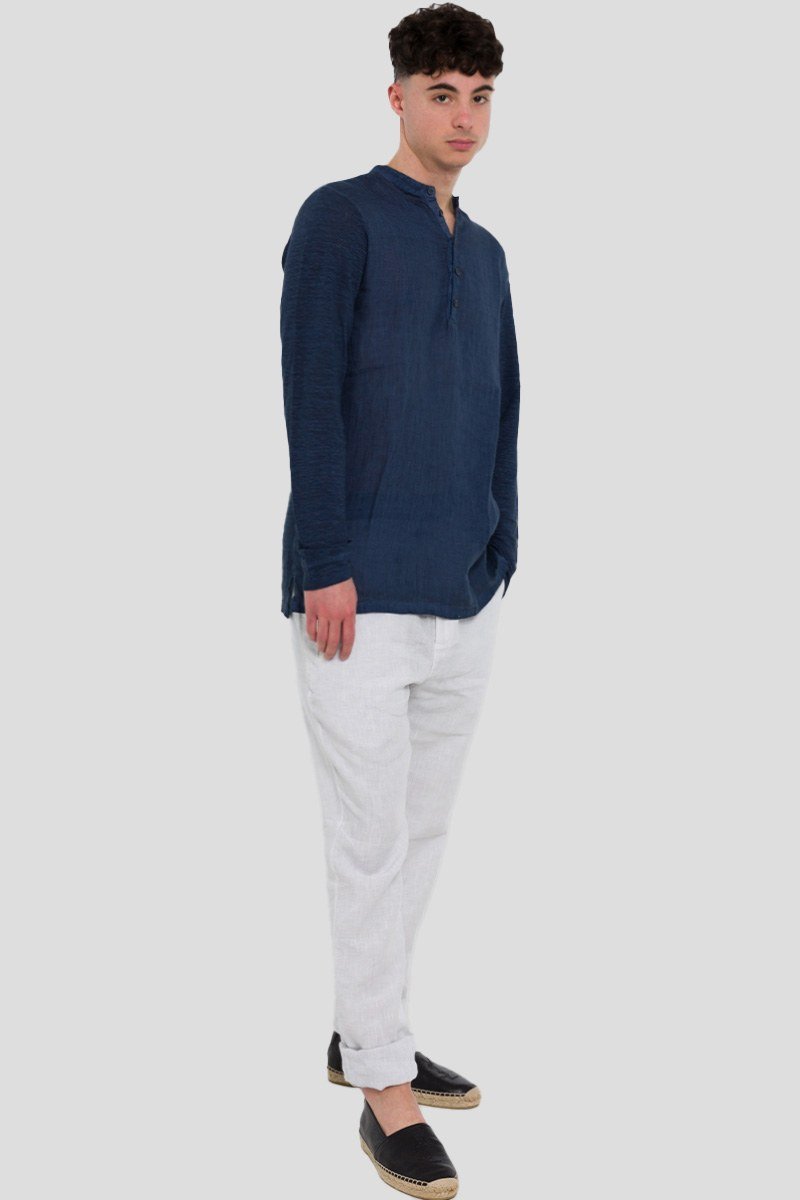 Ανδρικό Μπλε Serafino Regular Fit 120% LINO