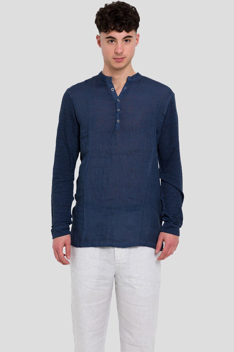 Ανδρικό Μπλε Serafino Regular Fit 120% LINO