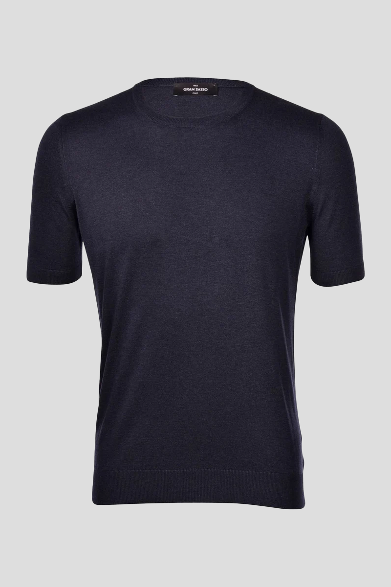 Ανδρικό-Μπλε-Silk-T-shirt-GRAN-SASSO