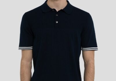 Ανδρικό-Μπλε-Stripe-Trim-Polo-ShirtBlue-39MASQ