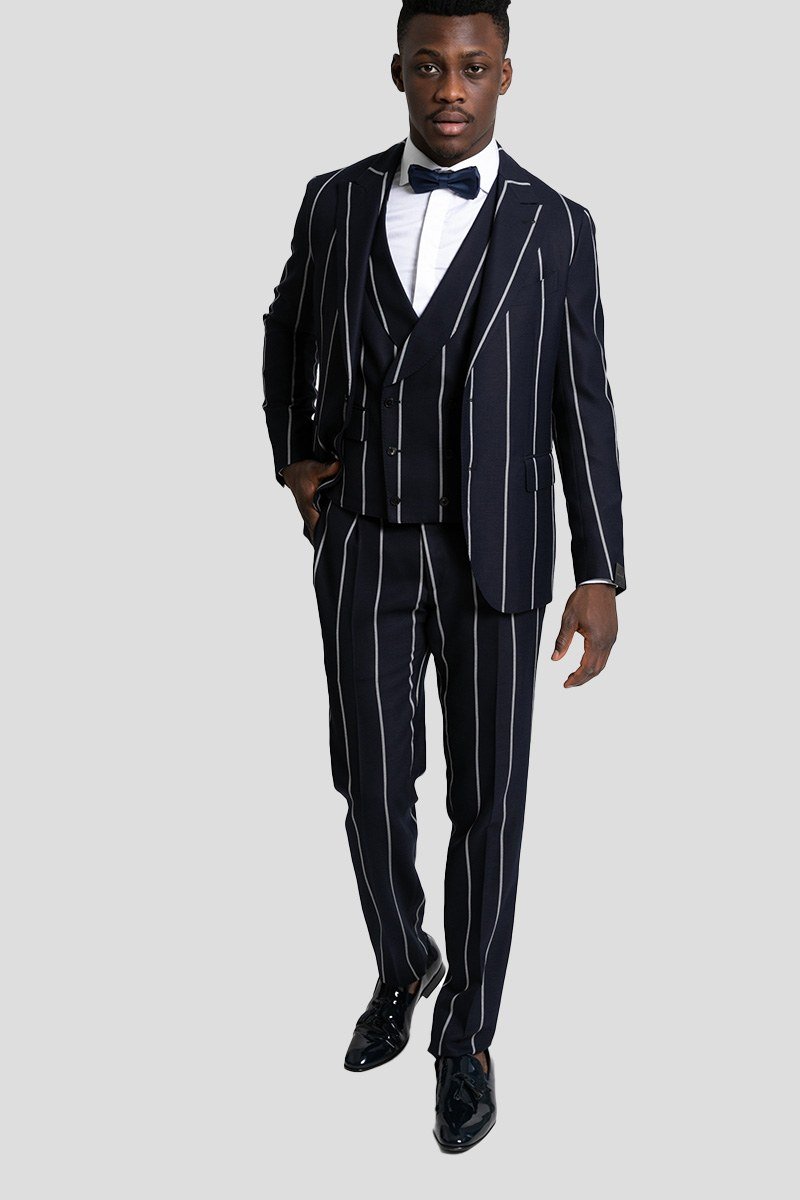 Ανδρικό-Μπλε-Three-Piece-Striped-SuitNavy-Blue-PASINI