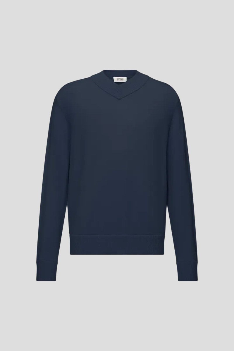 Ανδρικό-Μπλε-V-neck-Knitted-Jumper-DRYKORN