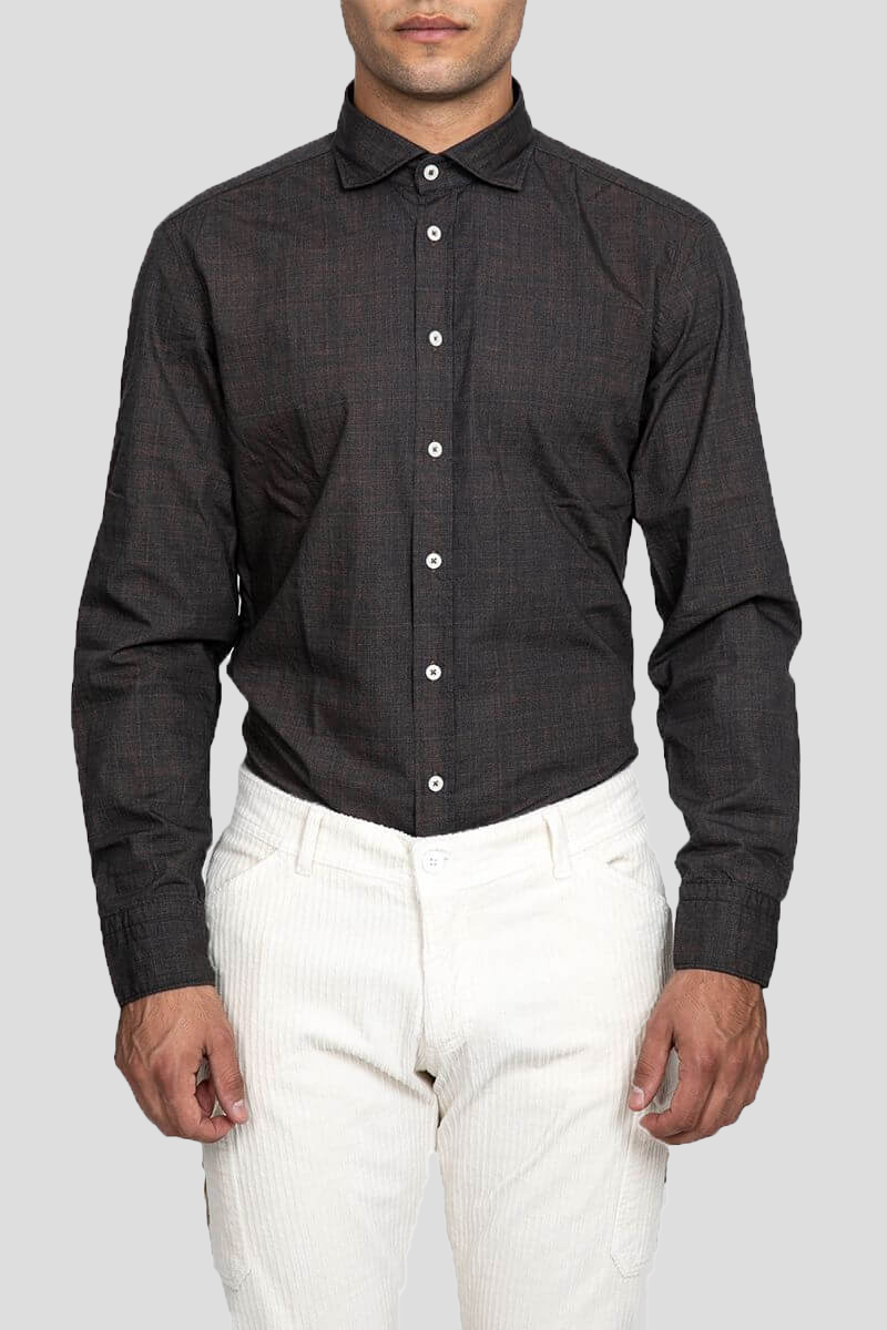 Ανδρικό Μπλε Windowpane Classic Shirt BASTONCINO