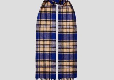 Ανδρικό-Μπλε-Wool-Checked-Scarf-SELECTED-HOMME