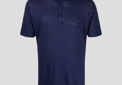 Ανδρικό-Μπλε-Μelange-Semi-Sheer-Polo-Shirt-120-LINO