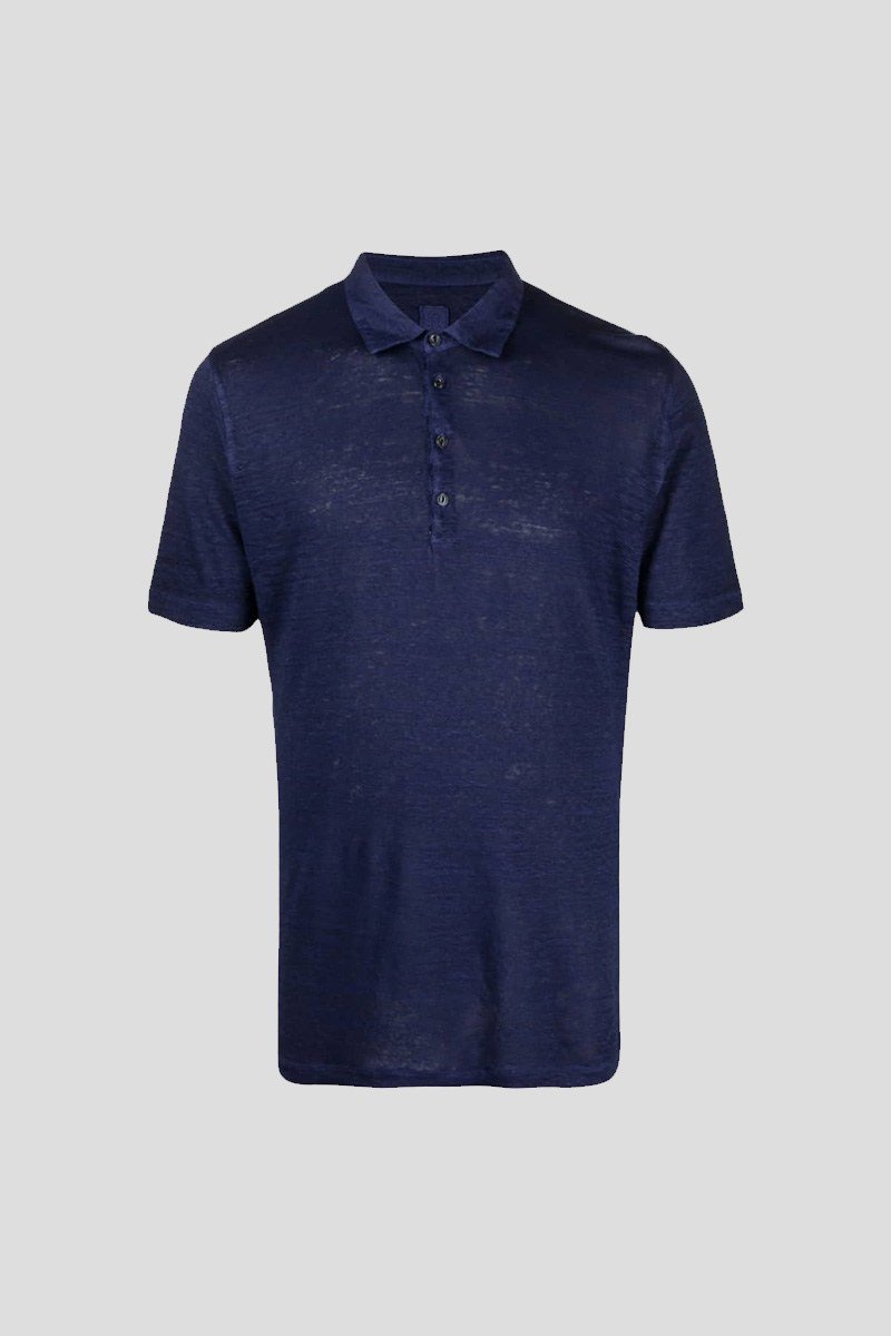 Ανδρικό-Μπλε-Μelange-Semi-Sheer-Polo-Shirt-120-LINO