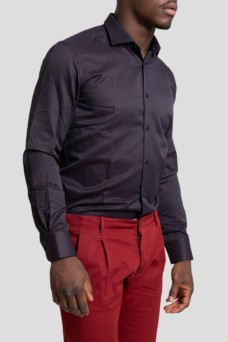 Ανδρικό Μπορντό Patterned Jacquard Shirt MIRCAM