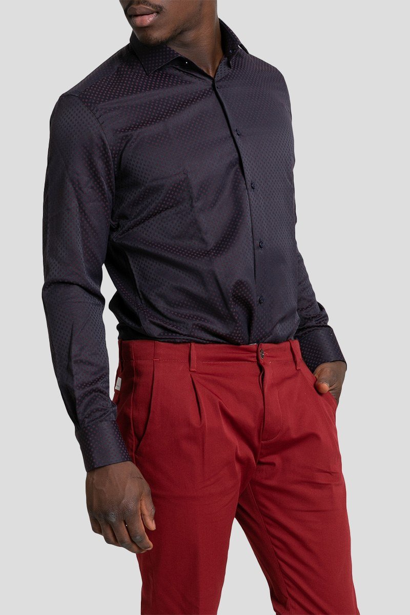 Ανδρικό-Μπορντό-Patterned-Jacquard-Shirt-MIRCAM
