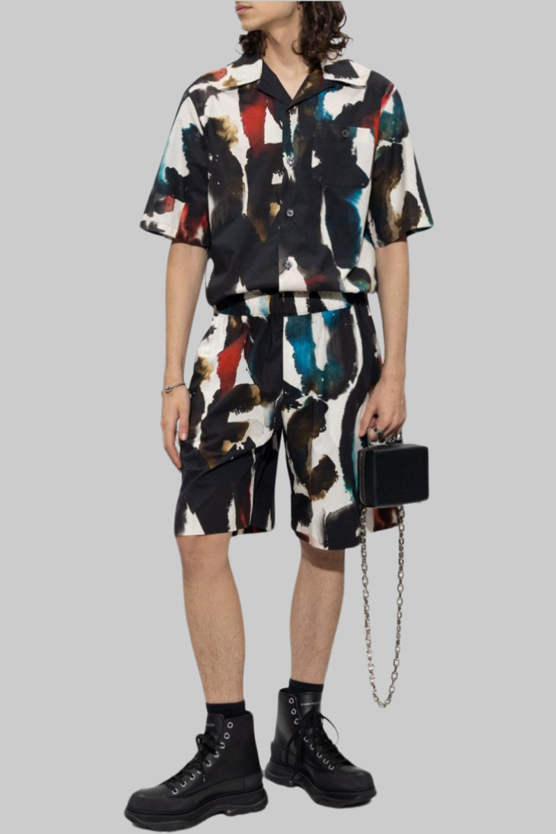 Ανδρικό Πολύχρωμο Watercolor Print Shorts ALEXANDER MCQUEEN
