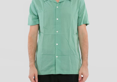 Ανδρικό-Πράσινο-Cuban-Collar-Short-Sleeve-ShirtGreen-SELECTED-HOMME