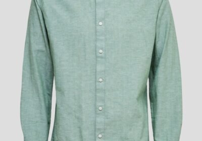 Ανδρικό-Πράσινο-Linen-Blend-Slim-Fit-Shirt-SELECTED-HOMME