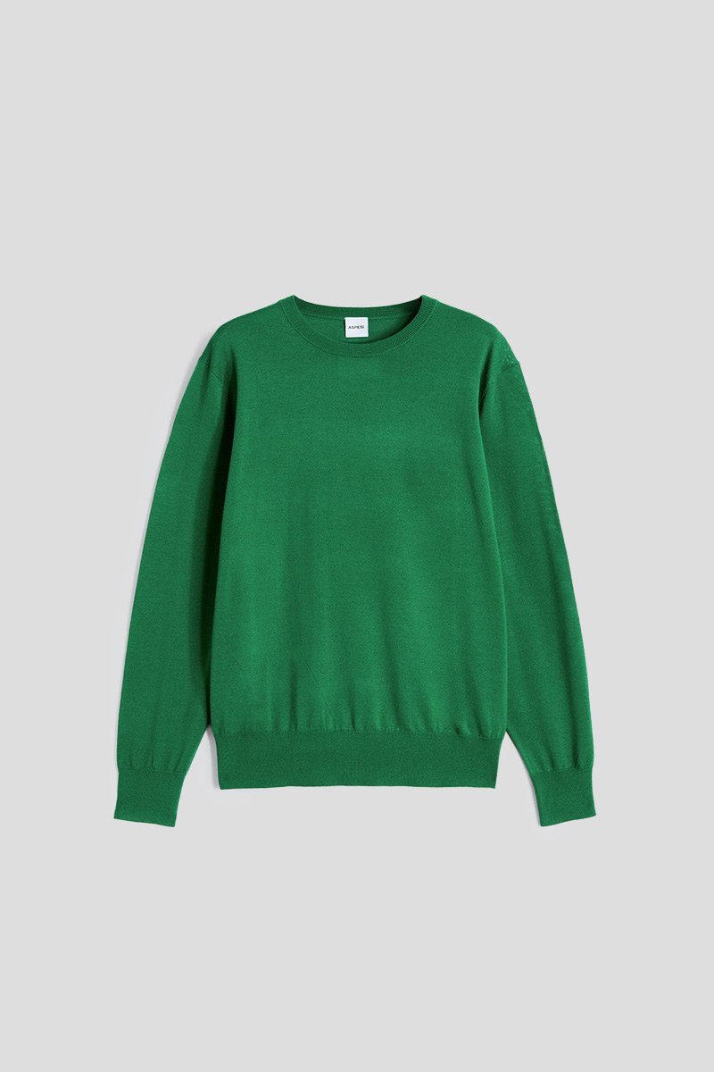 Ανδρικό-Πράσινο-Merino-Wool-Crew-Neck-Jumper-ASPESI