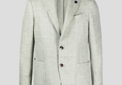 Ανδρικό-Πράσινο-Single-Breasted-Linen-Wool-Blazer-LARDINI