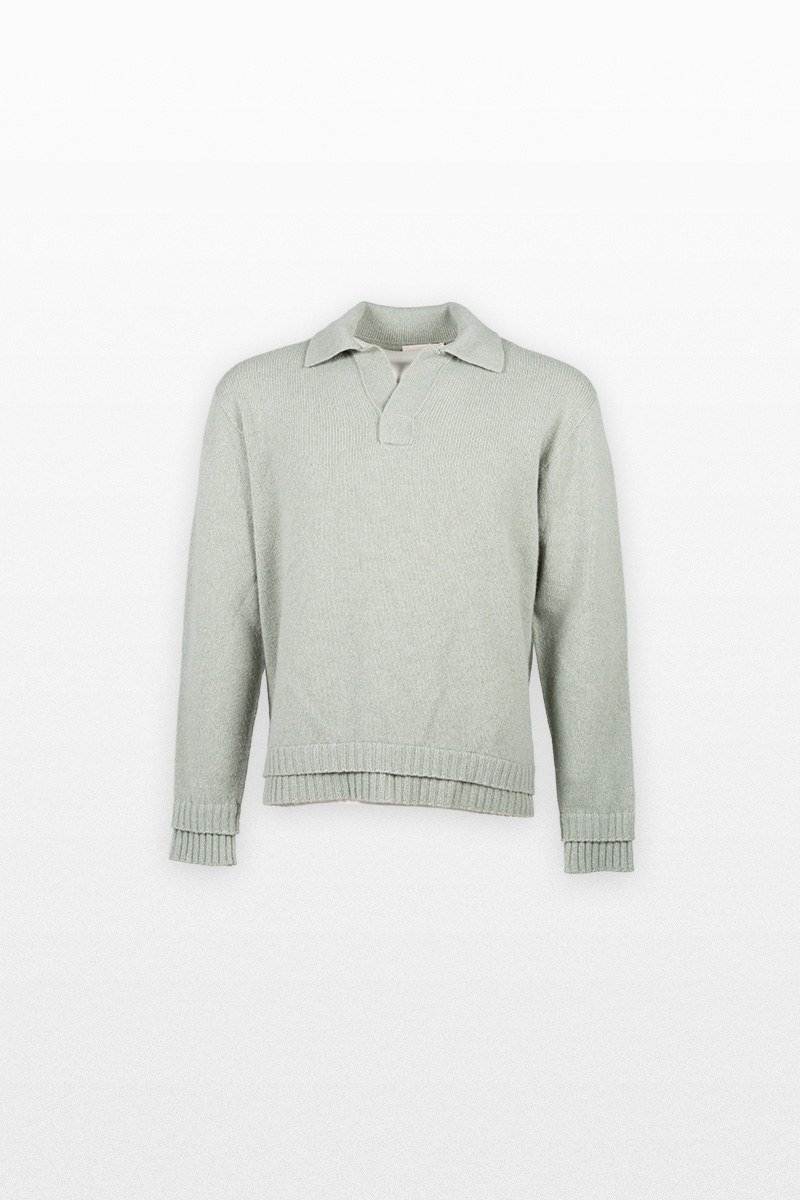 Ανδρικό-Πράσινο-Sweater-With-Collar-ATOMO-FACTORY