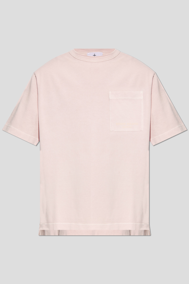 Ανδρικό-Ροζ-Back-Stripes-T-Shirt-With-Pocket-STONE-ISLAND