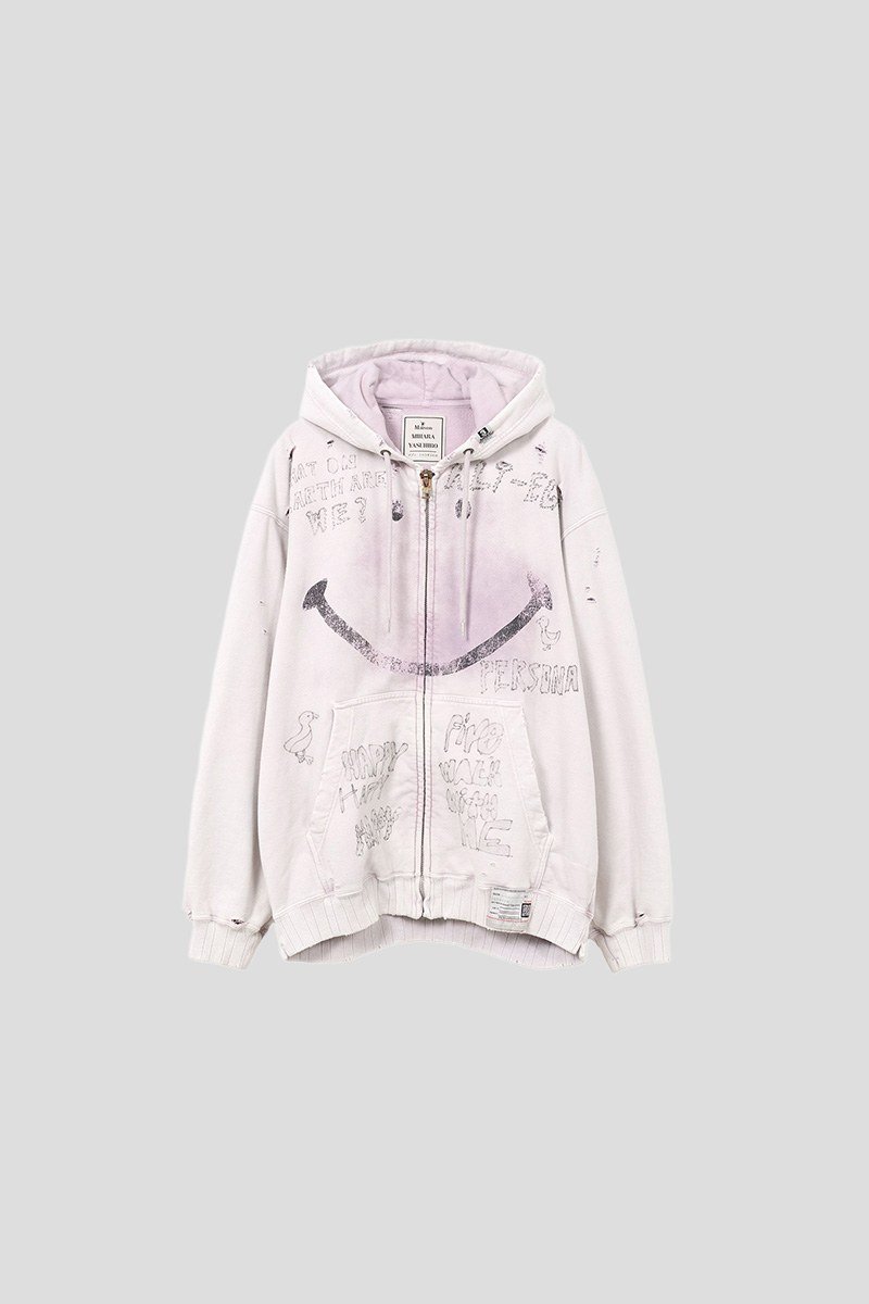 Ανδρικό-Ροζ-Bleached-Zip-up-Hoodie-MAISON-MIHARA-YASUHIRO