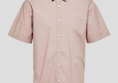 Ανδρικό-Ροζ-Fawn-Short-Sleeved-Shirt-SELECTED-HOMME