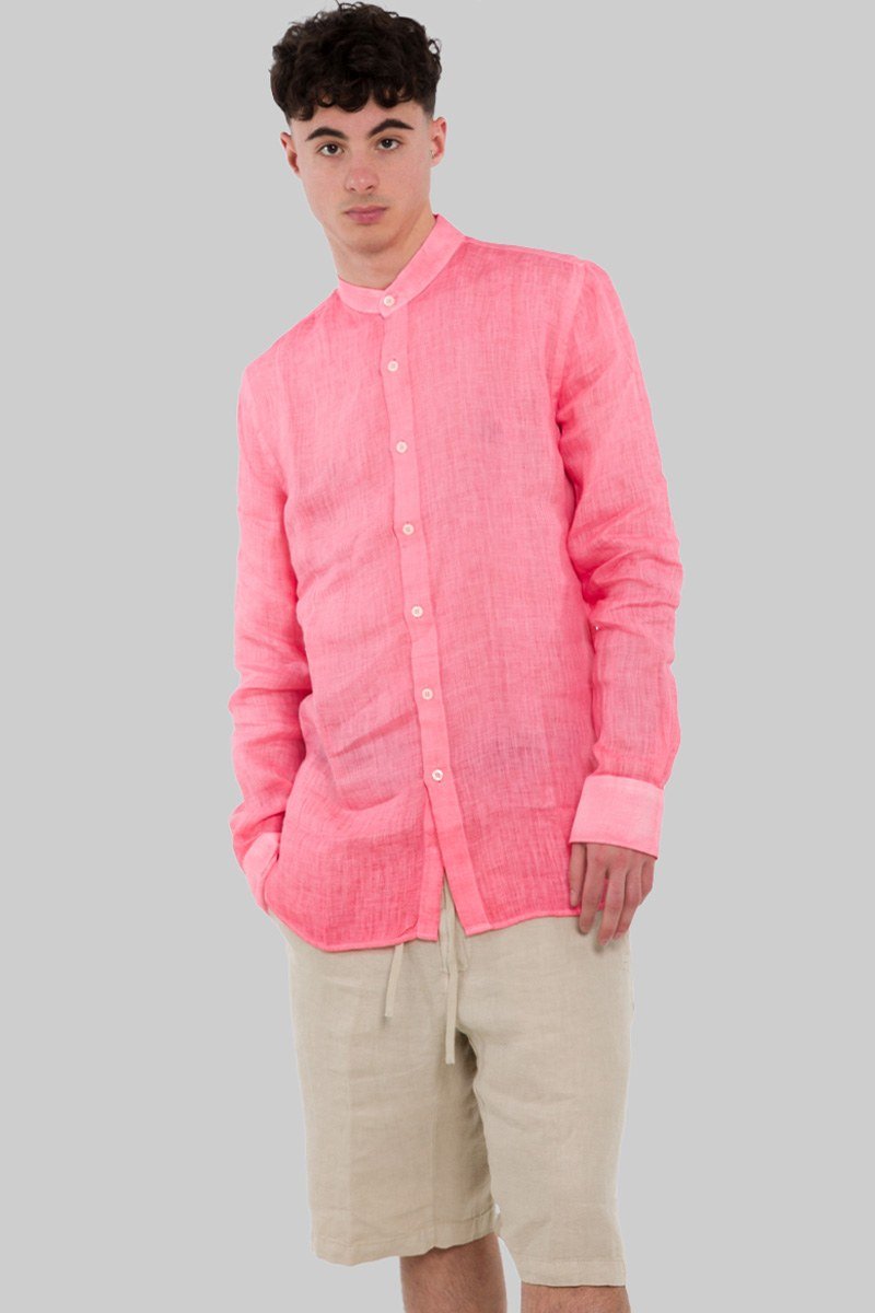 Ανδρικό Ροζ Long Sleeves Linen 120% LINO