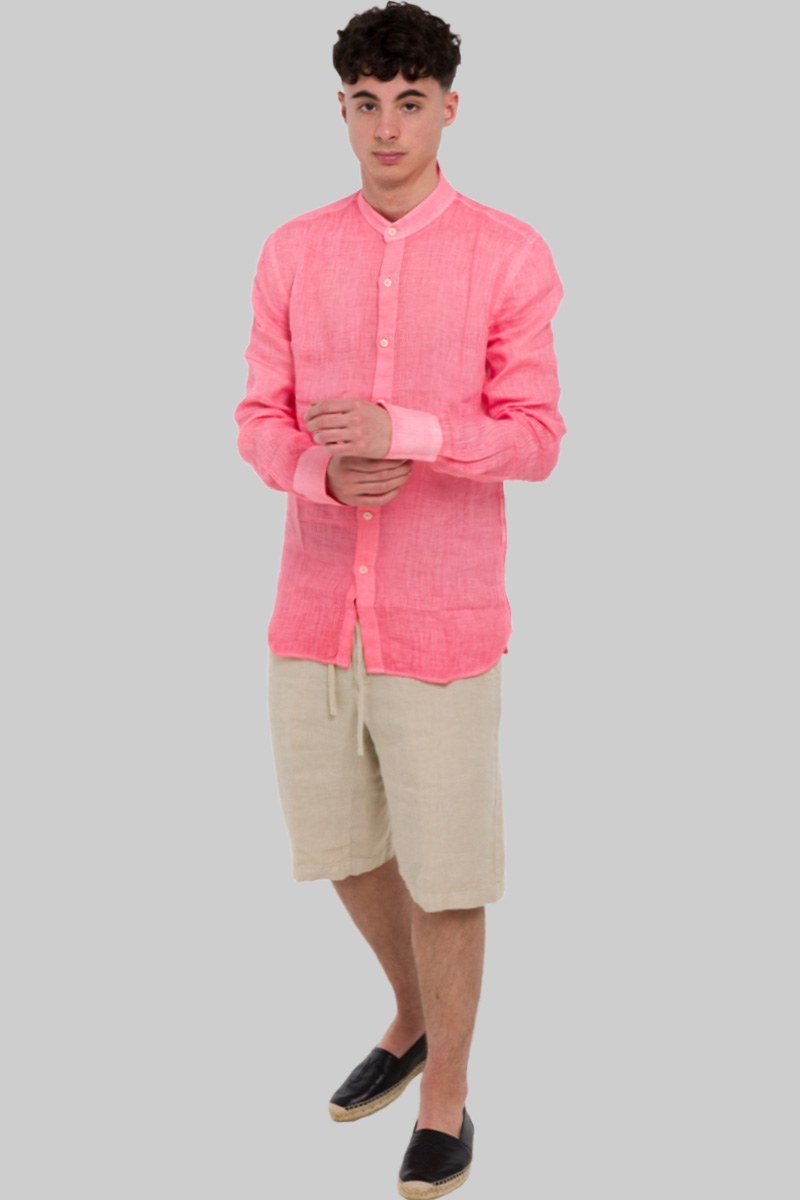 Ανδρικό Ροζ Long Sleeves Linen 120% LINO