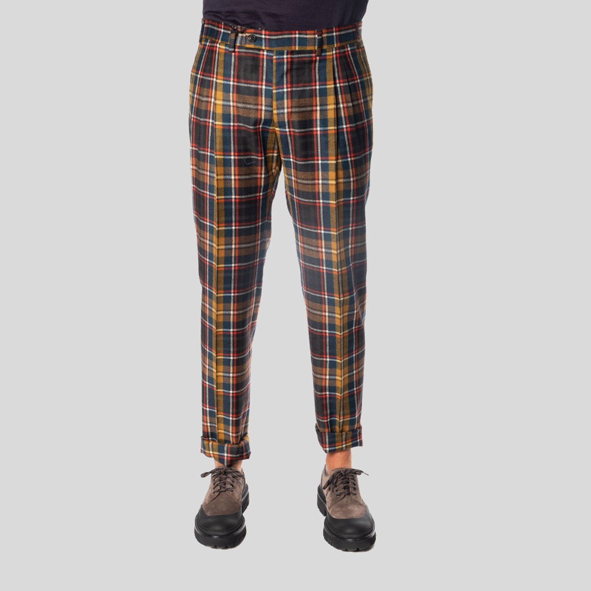 Ανδρικό-Χακί-Checked-Wool-Trouser-PASINI