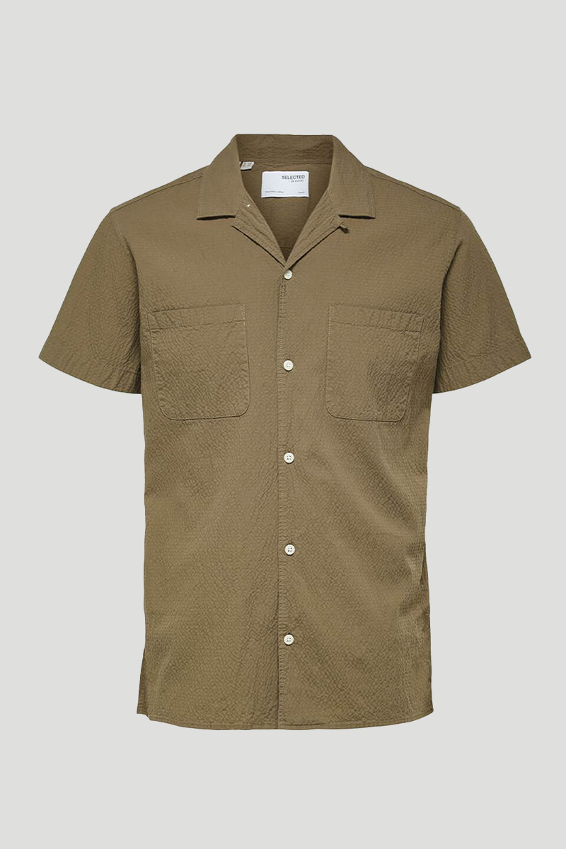 Ανδρικό Χακί Resort Seersucker Shirt/Olive SELECTED HOMME